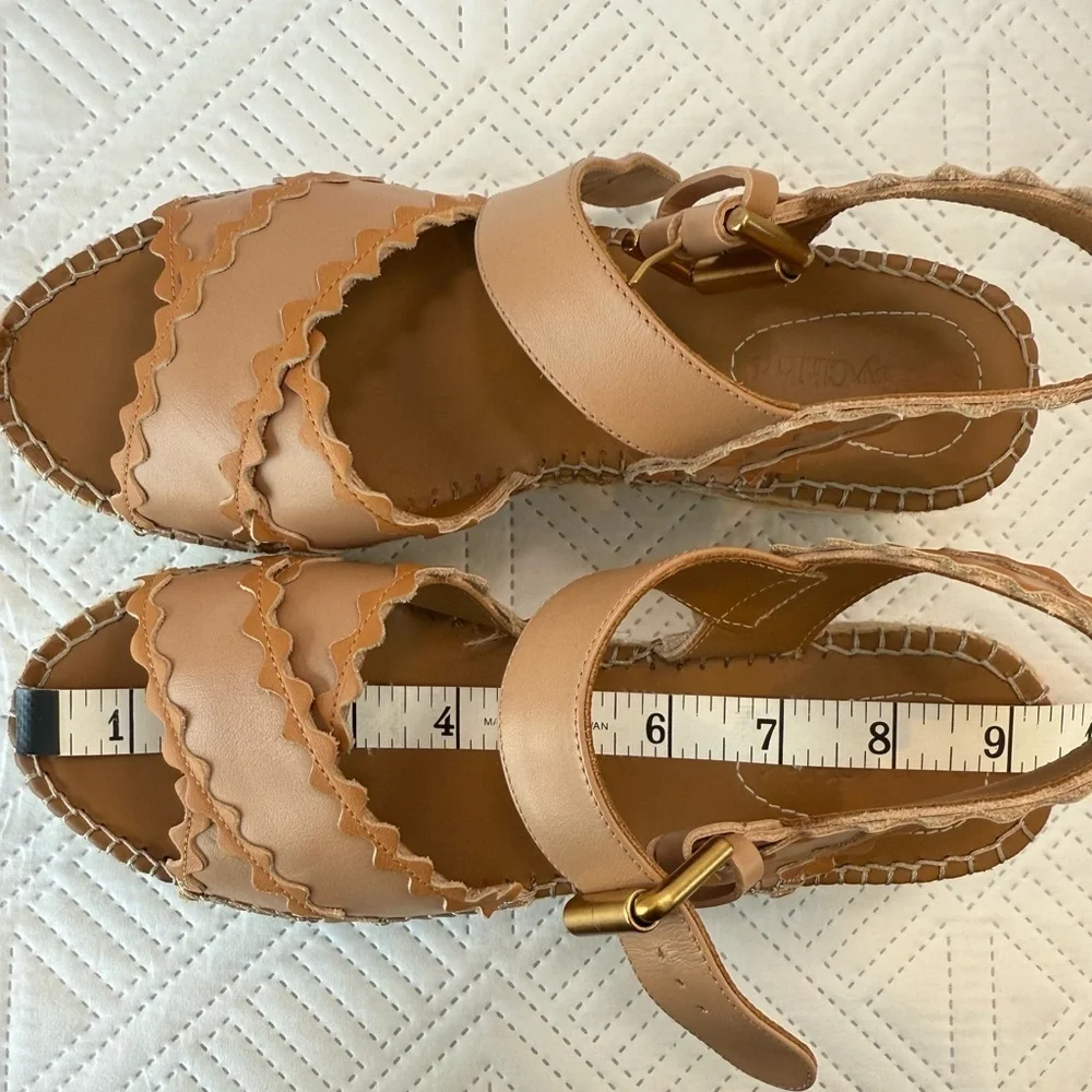 See By Chloe Glyn Leather Platform Espadrille Sandals Size 37